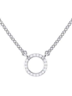  Small Circle Outline Diamond Pendant Necklace