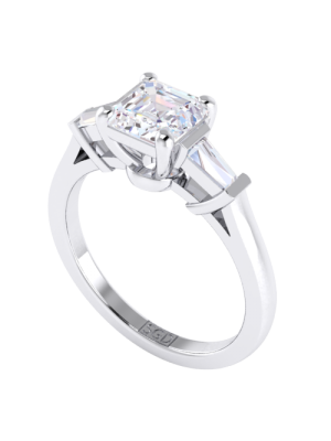  Square Emerald Cut Trilogy Diamond Engagement Ring