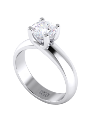  Pinched Band Claw Set Solitaire Diamond Engagement Ring