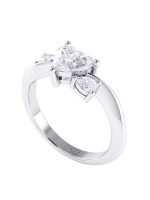  Heart and Pear Cut Diamond Trilogy Engagement Ring