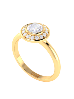  0.51ct Round Brilliant Cut Diamond Halo Ring in 18kt Yellow Gold