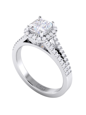  Cushion Cut Halo Diamond Ring