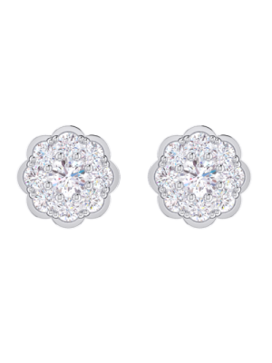  Floral Round Diamond Stud Earrings