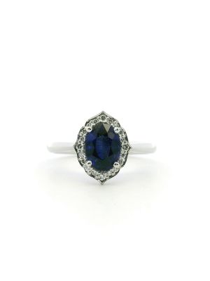  Moroccan Style Sapphire Oval Halo Ring