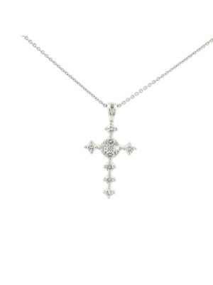  White Gold Diamond Cross Pendant