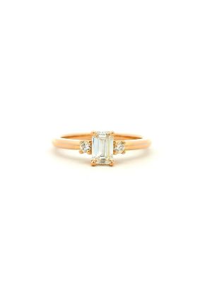  0.51ct Emerald Cut Diavik Sourced™ Diamond with Accent Rounds