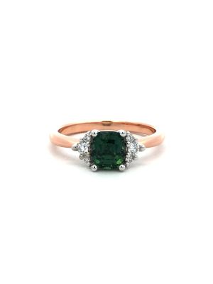  Madagascan Green Sapphire Cluster Sides Ring