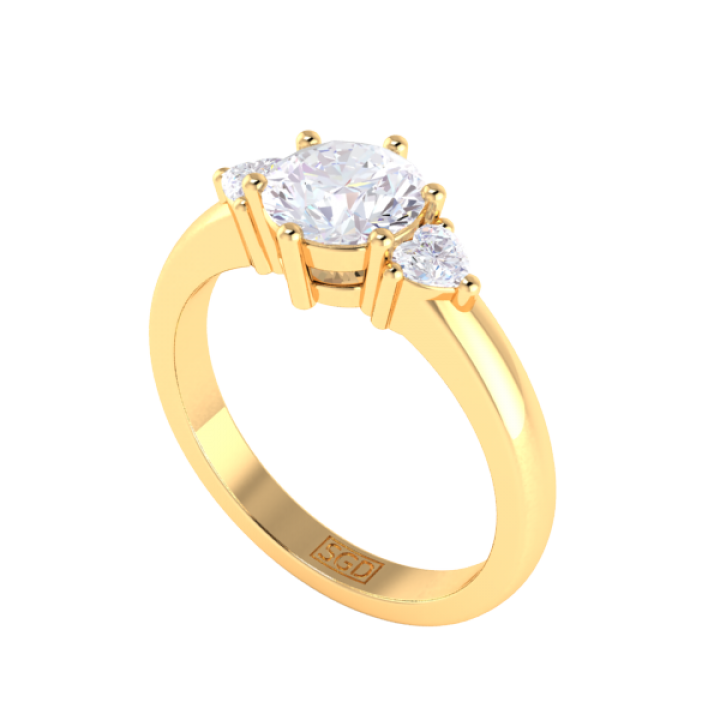 Heart and Round Brilliant Diamond Trilogy Engagement Ring