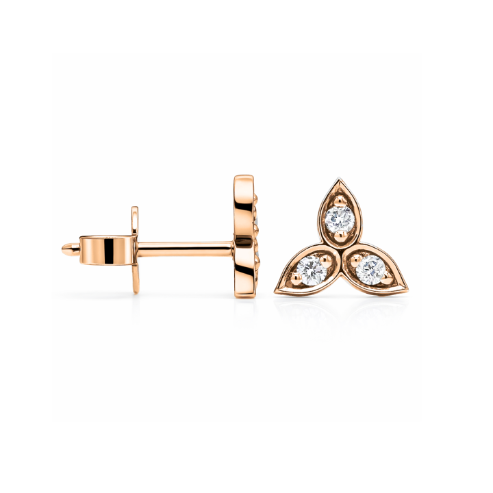 Three Leaf Diamond Stud Earrings