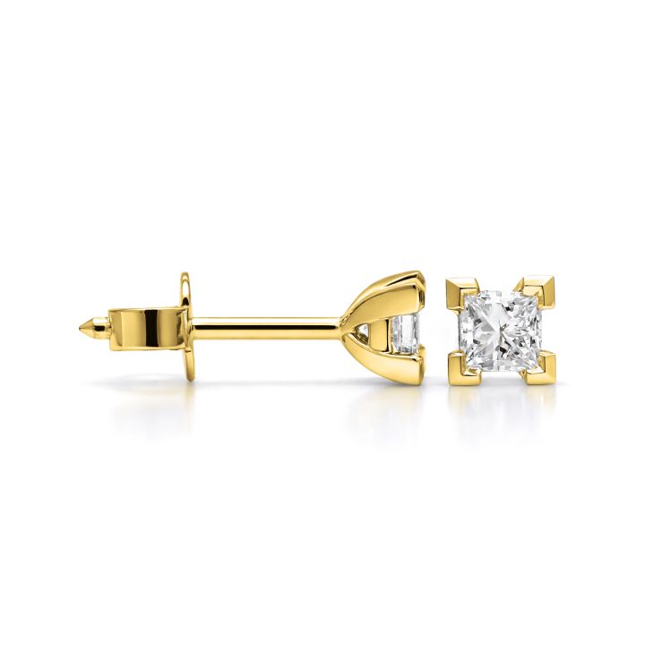 V-Claw Princess Cut Diamond Studs