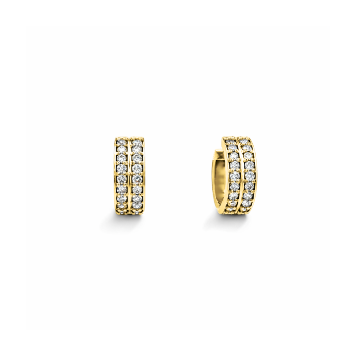 Contemporary Double Row Pavé Diamond Huggie Earrings