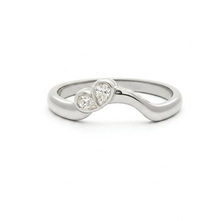 Twin Pear Bezel Set Diamond Wedding Ring