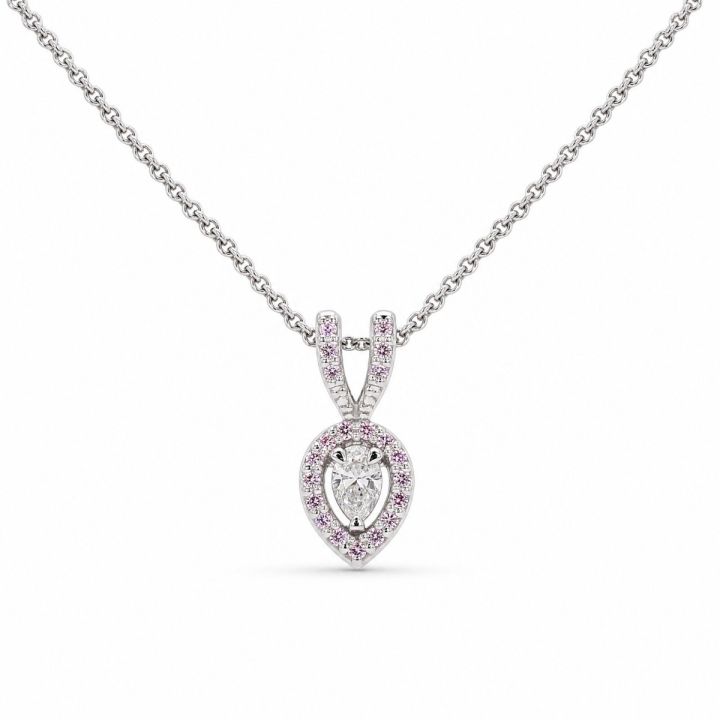 Argyle Pink Halo Diamond Drop Pendant