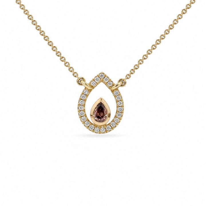 Pear Pink Diamond Halo Pendant