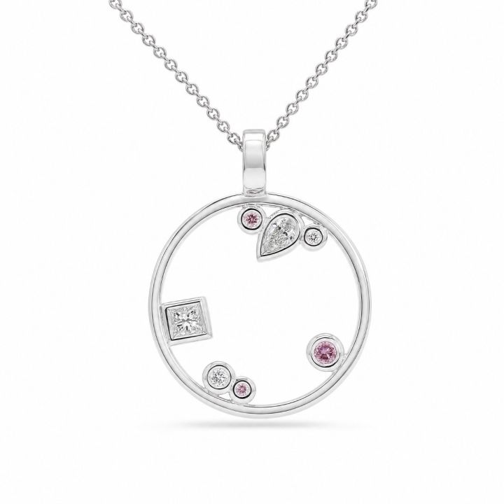 Open Circle Mixed Diamond Pendant