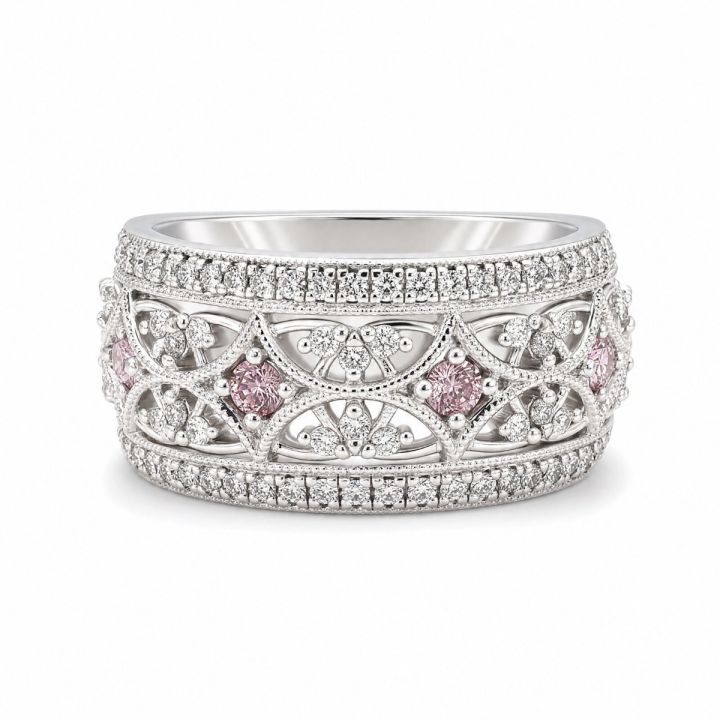 Pink & White Diamond Dress Ring