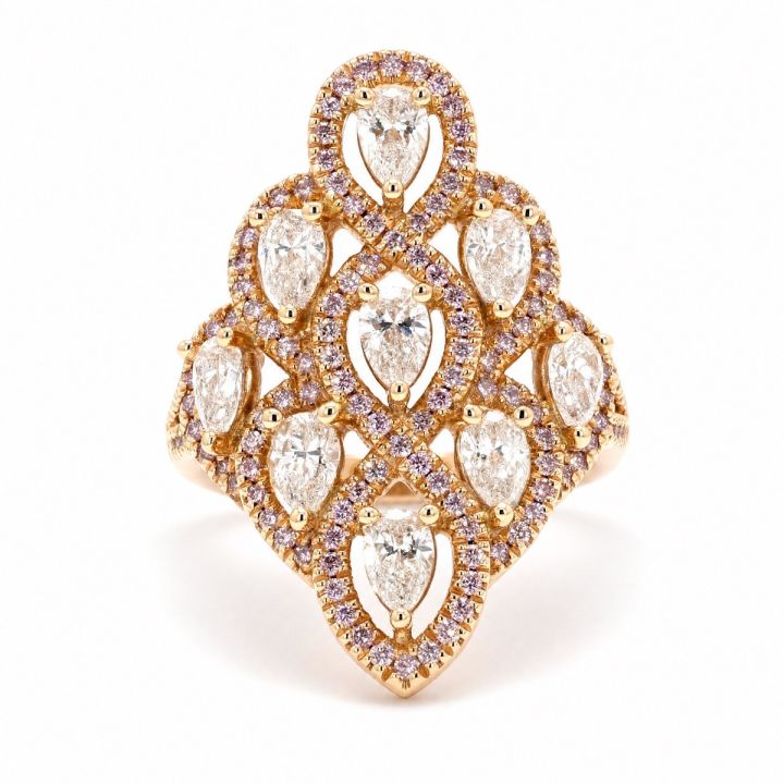 Argyle Pink and Pear Diamond Statement Ring