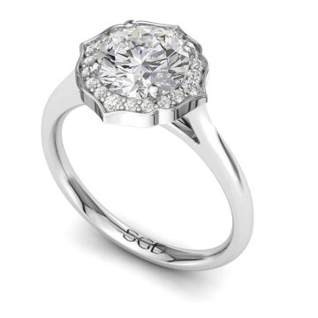 Moroccan Style Round Brilliant Halo Ring