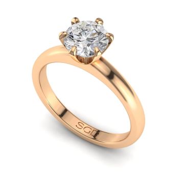 Six Claw Round Brilliant Cut Diamond Engagement Ring