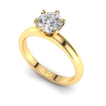 Six Claw Round Brilliant Cut Diamond Engagement Ring