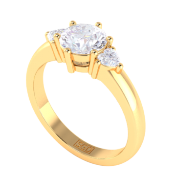 Heart and Round Brilliant Diamond Trilogy Engagement Ring