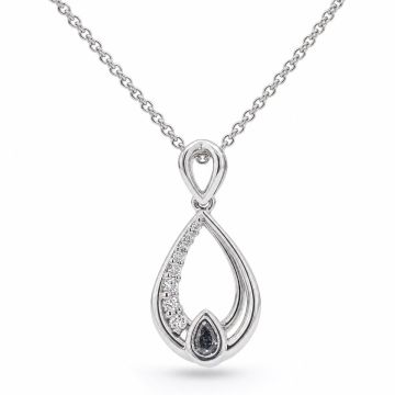 Open Teardrop Pear and Diamond Pendant