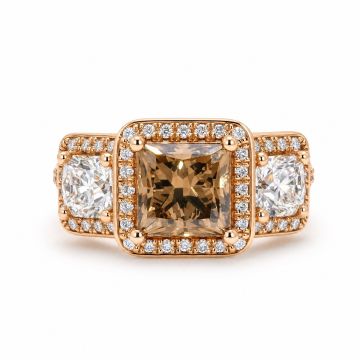 Argyle Princess Cut Halo Statement Diamond Ring