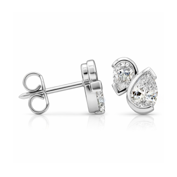 Classic Exceptional Duo Pear Shaped Diamond Stud Earrings