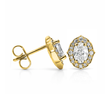 Exceptional Oval Diamond Stud Earrings with Peaked Halo