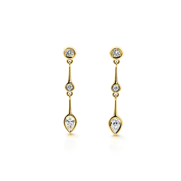Distinctive Pear Shaped Articulated Diamond Drop Earrings