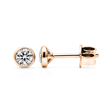Round Brilliant Diamond Studs in Bezel