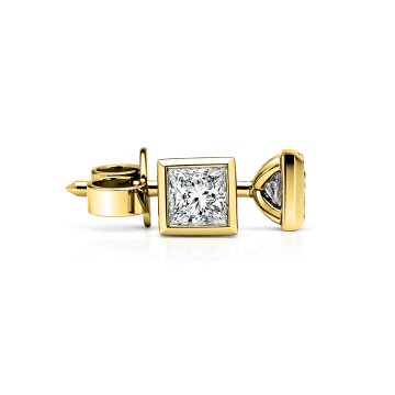 Princess Cut Diamond Stud Earrings in Bezel