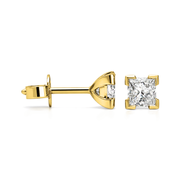 Classic Exceptional Princess Cut Diamond Studs with V-Claw