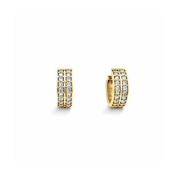 Contemporary Double Row Pavé Diamond Huggie Earrings