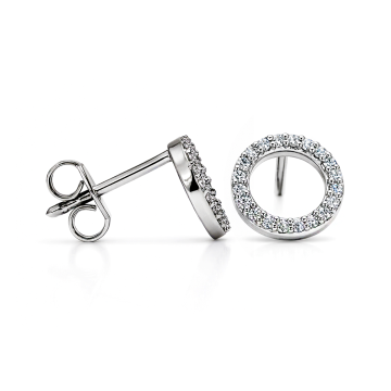 Open Circle Diamond Stud Earrings