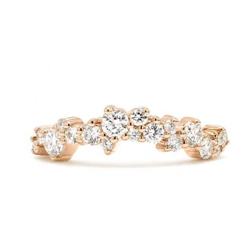 Claw Set Round Brilliant Asymmetrical Cluster Wedding Ring
