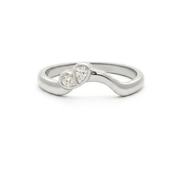 Twin Pear Bezel Set Diamond Wedding Ring