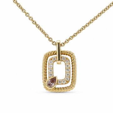 Rectangular Diamond Pendant with Pink Pear Accent