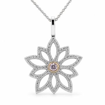 Floral Pink and White Diamond Pendant