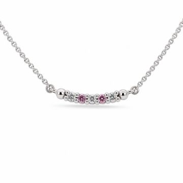 Curved Bar Pink and White Diamond Pendant