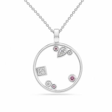 Open Circle Mixed Diamond Pendant
