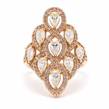 Argyle Pink and Pear Diamond Statement Ring