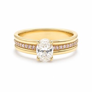 Oval Diamond Ring with Argyle Pink Accents