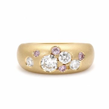 Oval Diamond Ring with Argyle Pink Accents