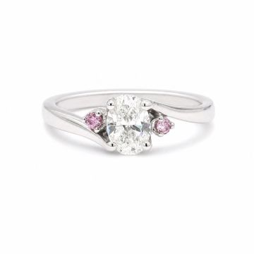Oval Diamond Ring with Argyle Pink Accents