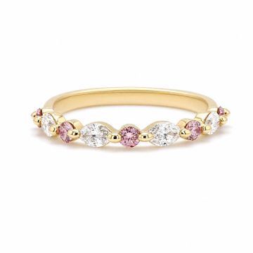 Marquise Diamond Ring with Argyle Pink Detail