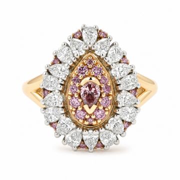 Pear Diamond Ring with Argyle Pink Accents