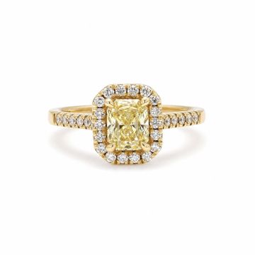 Fancy Yellow Cushion Halo Diamond Ring