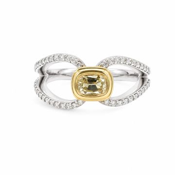 Fancy Yellow Cushion Bezel Diamond Ring