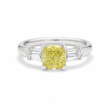 Fancy Vivid Yellow Cushion Diamond Ring
